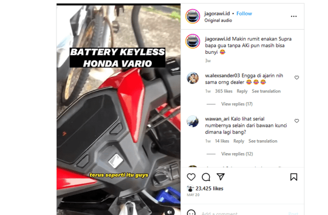 Tanda Baterai Remote Vario Habis
