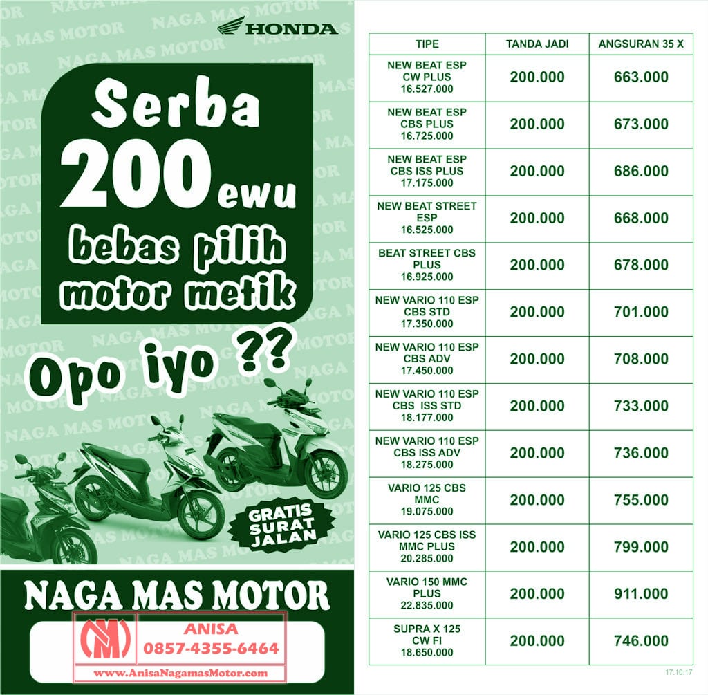 Berapa Uang Muka Kredit Motor Scoopy
