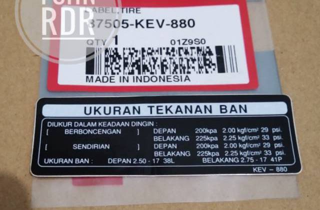 Ukuran Tekanan Angin Standar Honda Revo X
