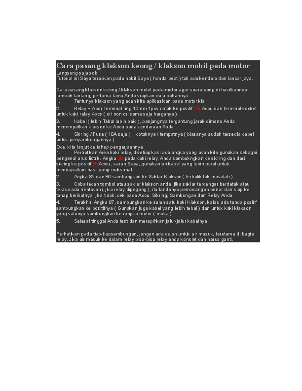 Cara Membuat Lampu Hazard Pada Motor Tanpa Mengganti Flasher
