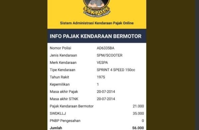 Pajak Vespa Matic
